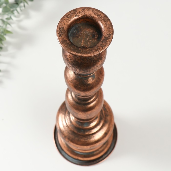 Подсвечник металл на 1 свечу "Эрмете" состаренная бронза 13,5х13,5х43,5 см