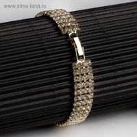 Браслет со стразами &laquo;Сияй&raquo; четыре ряда, цвет белый в золоте, 18 см