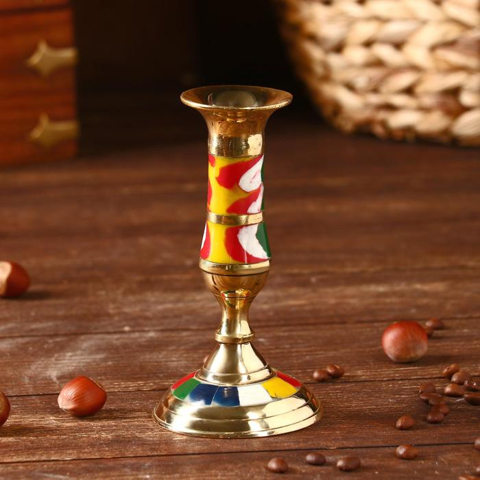 Подсвечник Подсвечник "Радуга" латунь, перламутр 7,5х7,5х14,5 см