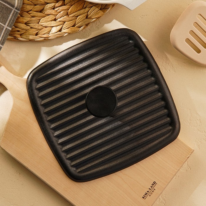 Крышка - пресс чугунная SL Home, 23&times;23&times;5,5 см, цвет чёрный