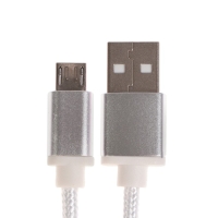 Кабель OXION DCC258, microUSB - USB, зарядка + передача данных, 1.3 м, оплетка, белый