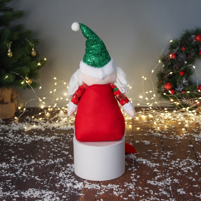 Мягкая игрушка Мягкая игрушка "Дед Мороз в сияющем костюме с пуговками" 47х19 см, красно-зелёный