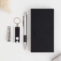 Набор подарочный 3в1 (ручка, кусачки, фонарик черный)