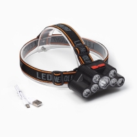 Фонарь налобный аккумуляторный, 10 Вт, 1000 мАч, 200 лм, LED, IPX3