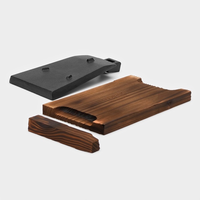 Сковорода чугунная Magma &laquo;Вунгтау&raquo;, 24&times;15,3&times;2,2 см, на деревянной подставке