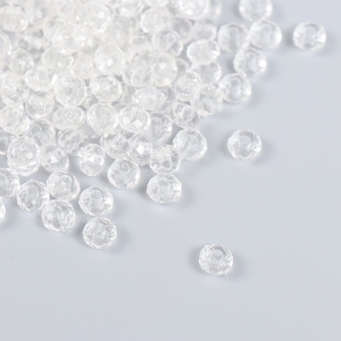 Бусины для творчества пластик "Кристалл с гранями прозрачный" набор 20 гр 0,4х0,6х0,6 см