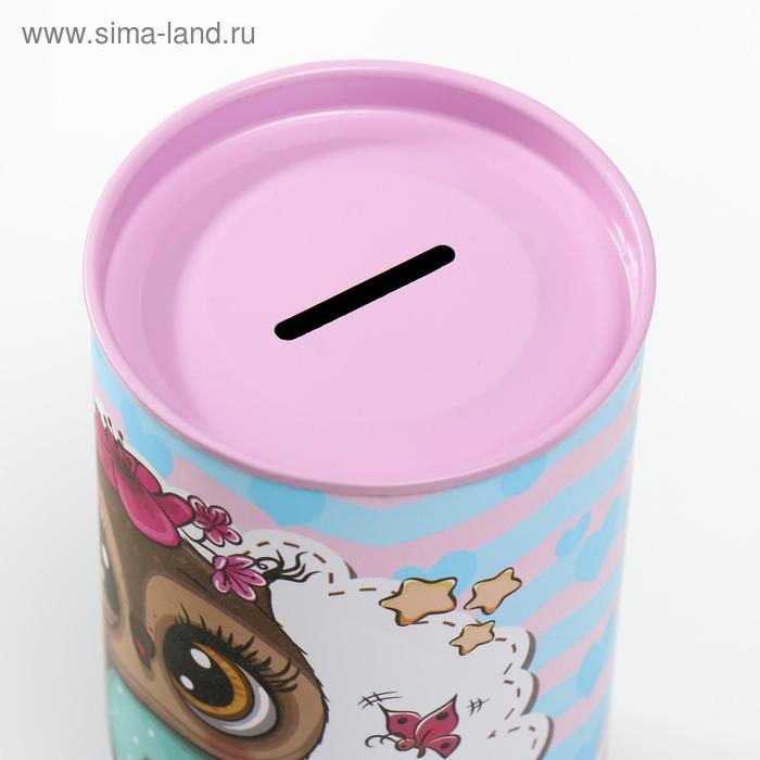 Копилка металл "Совята и сердечки" МИКС 15х8,5х8,5 см