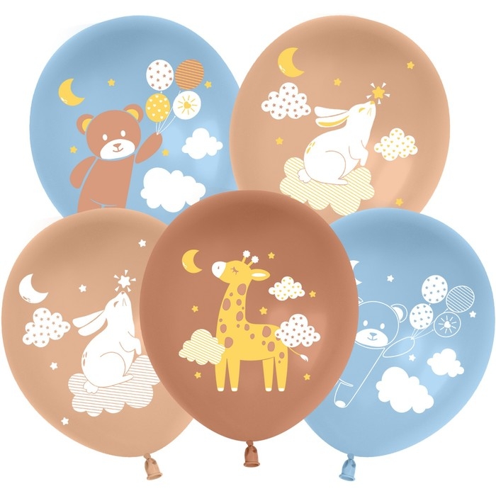 Шар латексный 12" &laquo;Любимые зверята&raquo;, пастель, 2 ст., набор 25 шт., МИКС