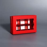 Коробка для 6 конфет красный глиттер, 12 х 8,5 х 4 см. Кондитерская упаковка Коробка для 6 конфет красный глиттер, 12 х 8,5 х 4 см. Кондитерская упаковка