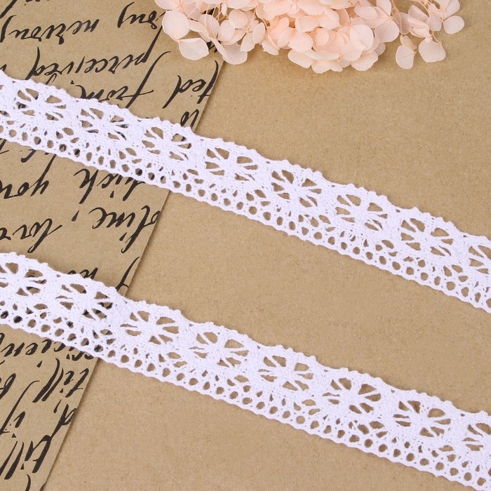 Кружево вязаное, 25 мм &times; 10 &plusmn; 1 м, цвет белый