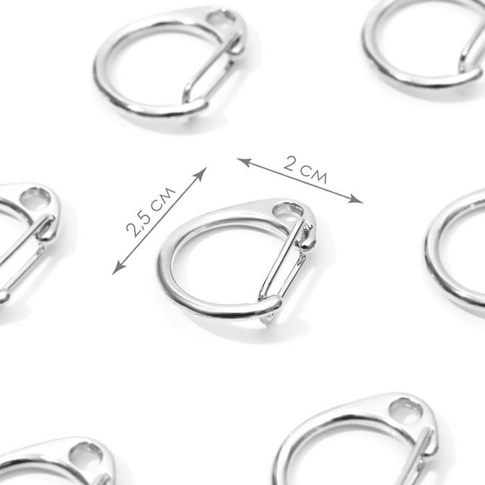 Карабин металлический &laquo;Круг&raquo;, d = 16 мм, 25 &times; 20 мм, 10 шт, цвет серебряный