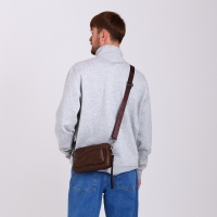 Сумка мужская через плечо, искусственная кожа, цвет коричневый