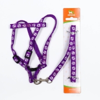 Комплект прошитый "Лапки", поводок 120 х 1 см, ОГ 23-35 см, фиолетовый