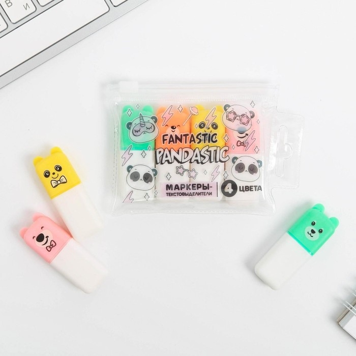 Набор текстовыделителей &laquo;Fantastic pandastic&raquo;, МИКС 4 штуки.