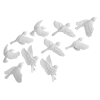 Декорация настенная, гипсовое панно "Птицы" 10 шт, белые