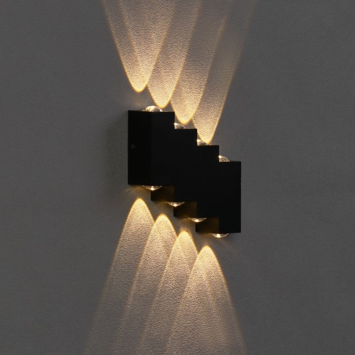 Светильник фасадный &laquo;Луч&raquo;, FSD-012, 8 Вт, 3000К, 4 луча, IP65, 220 В, металл, черный