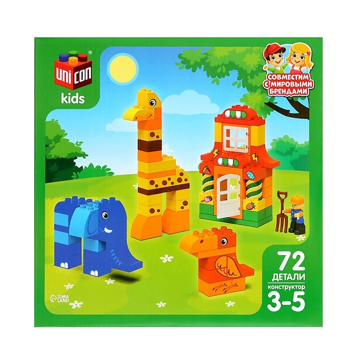 Конструктор &laquo;Зверята&raquo;, 72 детали