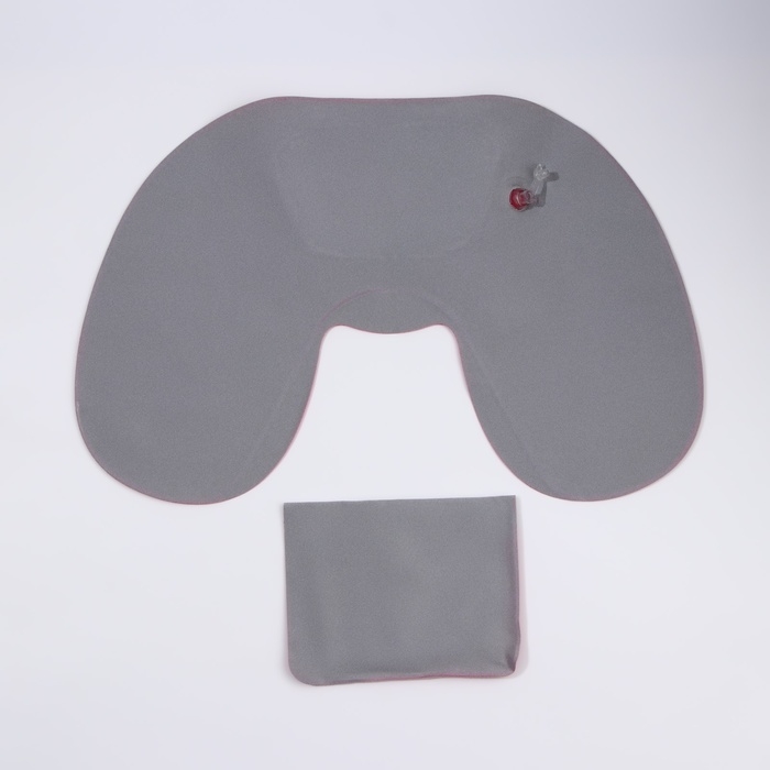 Подушка-воротник для шеи, с подголовником, надувная, в чехле, 43 &times; 28 см, цвет розовый