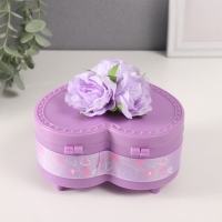 Шкатулка музыкальная механическая "Нежные розы" фиолетовая 12х13,5х10,5 см