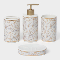 Набор аксессуаров для ванной комнаты &laquo;Лофт&raquo;, 4 предмета (дозатор 250 мл, мыльница, 2 стакана), цвет белый