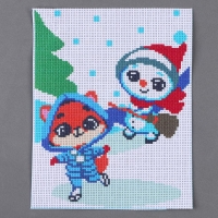 Вышивка крестиком на новый год &laquo;Друзья на прогулке&raquo;, 25 х 20 см, новогодний набор для творчества