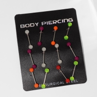 Пирсинг в язык &laquo;Шарики&raquo;, L=1,9 см, цвет МИКС в серебре (набор 12 шт.)