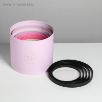 Набор шляпных коробок для цветов 5 в 1, упаковка подарочная, &laquo;Чёрно-розовые&raquo;, 14 х 13 см - 22 х 19,5 см