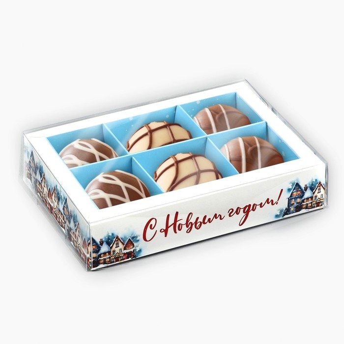 Коробка под 6 конфет с ячейками &laquo;Снежный городок&raquo;, 10 х 14.5 х 3 см, Новый год