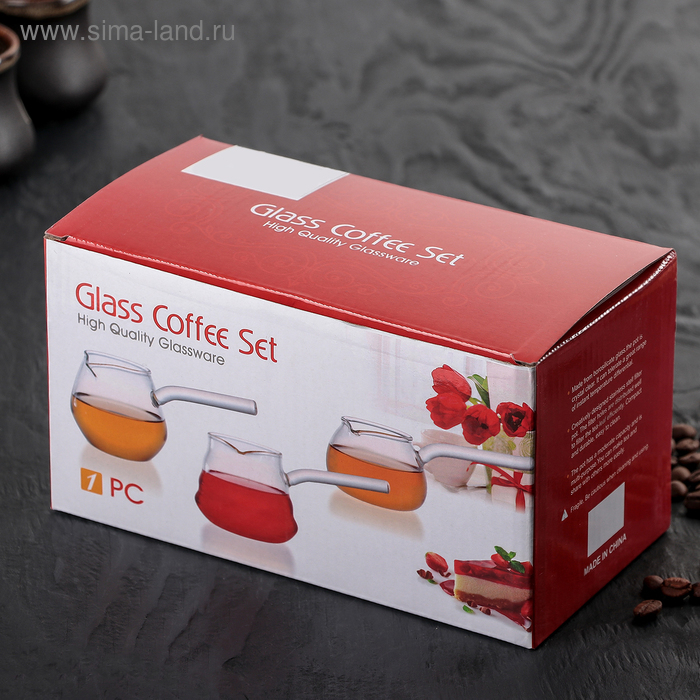 Турка стеклянная &laquo;Арабика&raquo;, 300 мл, 18&times;8,5&times;10 см, деревянная ручка