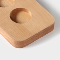 Доска для подачи с ручкой, 35&times;9&times;1,8 см, на 4 шота, диаметр ячеек 3,9 см,с пропиткой, берёза