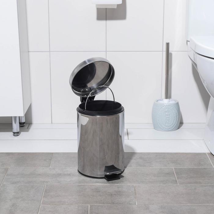 Ведро мусорное с педалью Доляна, 3 л, нержавеющая сталь, цвет хромированный Ведро мусорное с педалью Доляна, 3 л, нержавеющая сталь, цвет хромированный