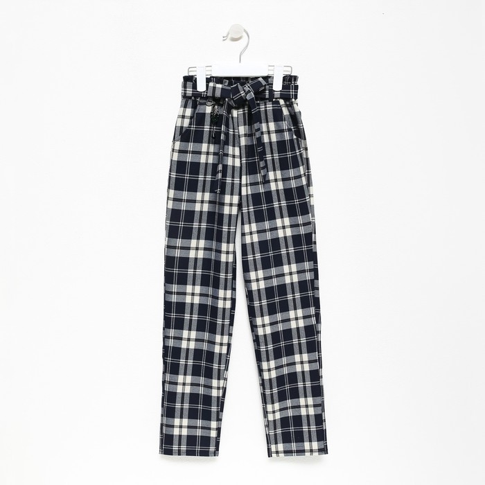 Брюки школьные для девочек, цвет тёмно-синий, рост 164 см