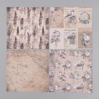 Набор бумаги для скрапбукинга 12 листов 12 дизайнов "Винтажное письмо" 160 гр 15,2х15,2 см