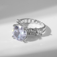 Кольцо «Драгоценность» леди, цвет белый в серебре, безразмерное Кольцо «Драгоценность» леди, цвет белый в серебре, безразмерное