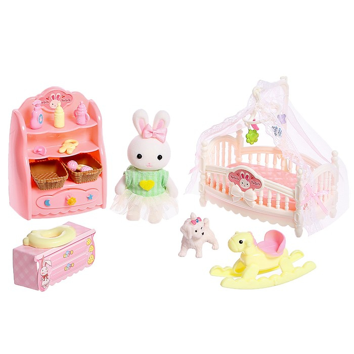 Игровой набор &laquo;Зайчик: детская комната&raquo; с набором мебели, питомцем и аксессуарами, МИКС