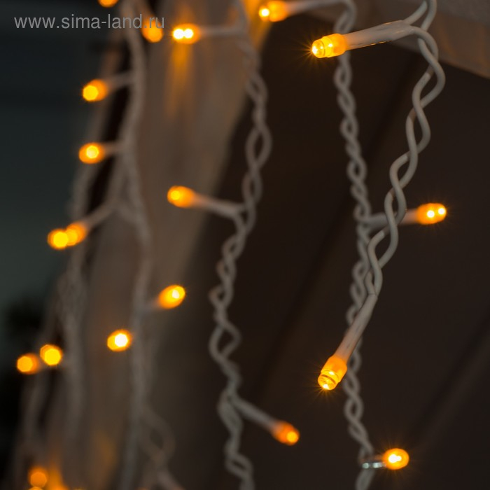 Гирлянда &laquo;Бахрома&raquo; 3 &times; 0.6 м, IP44, УМС, белая нить, 160 LED, свечение жёлтое, мерцание белым, 220 В