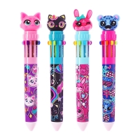 Ручка шариковая автоматическая, 10-ти цветная, штрихкод на штуке, МИКС Котик