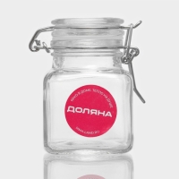 Банка стеклянная для хранения сыпучих продуктов Доляна &laquo;Квадрат&raquo;, 110 мл, 5,5&times;8 см, с бугельным замком