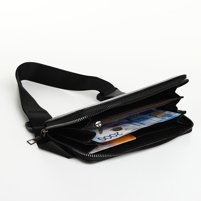 Портмоне-клатч мужской на молнии TEXTURA, цвет чёрный Портмоне-клатч мужской на молнии TEXTURA, цвет чёрный