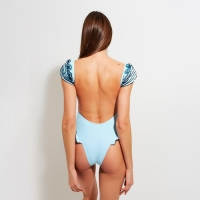 Купальник женский слитный MINAKU "Summer rose", размер 42, цвет голубой