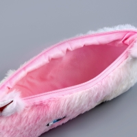 Пенал школьный мягкий &laquo;Котик&raquo;, 20 &times; 10 см, плюш, белый цвет