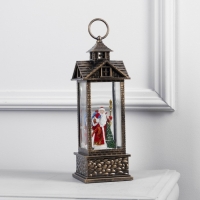 Светодиодная фигура &laquo;Фонарь с Дедом Морозом и подарками&raquo; 10 &times; 30 &times; 10 см, пластик, батарейки ААх3 (не в комплекте), USB, свечение тёплое белое