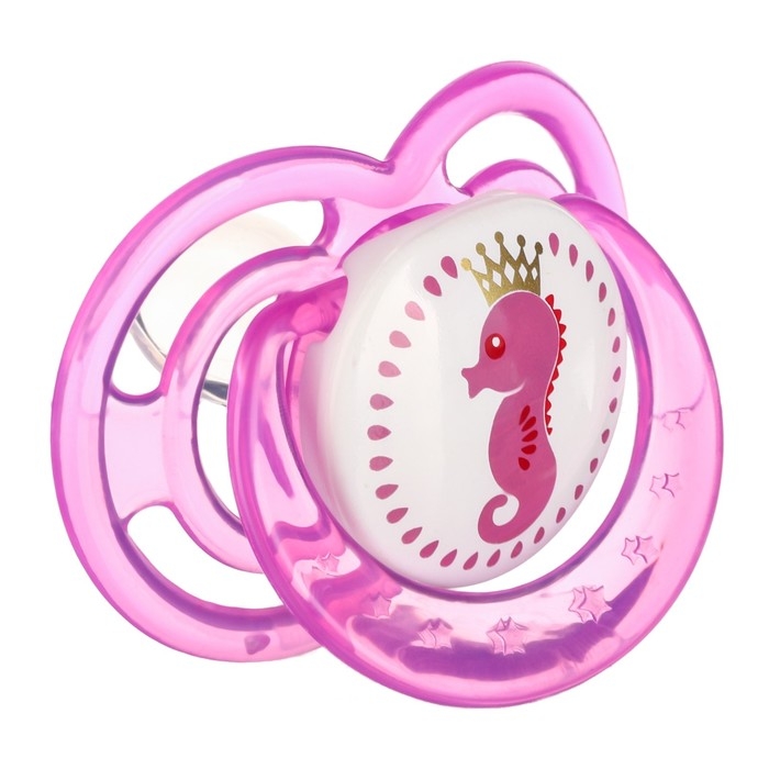 Соска - пустышка силиконовая ортодонтическая &laquo;Морской конек&raquo;, от 0 мес., с колпачком, цвет розовый