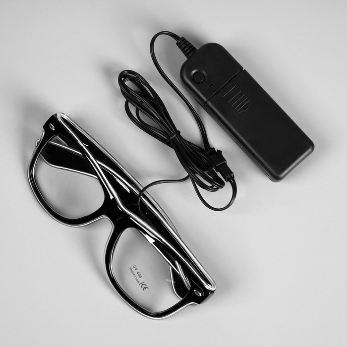 Светодиодные очки Светодиодные очки "Классика", 14.5x5.2x14 см, ААx2 (не в компл.), 3 режима, БЕЛЫЙ