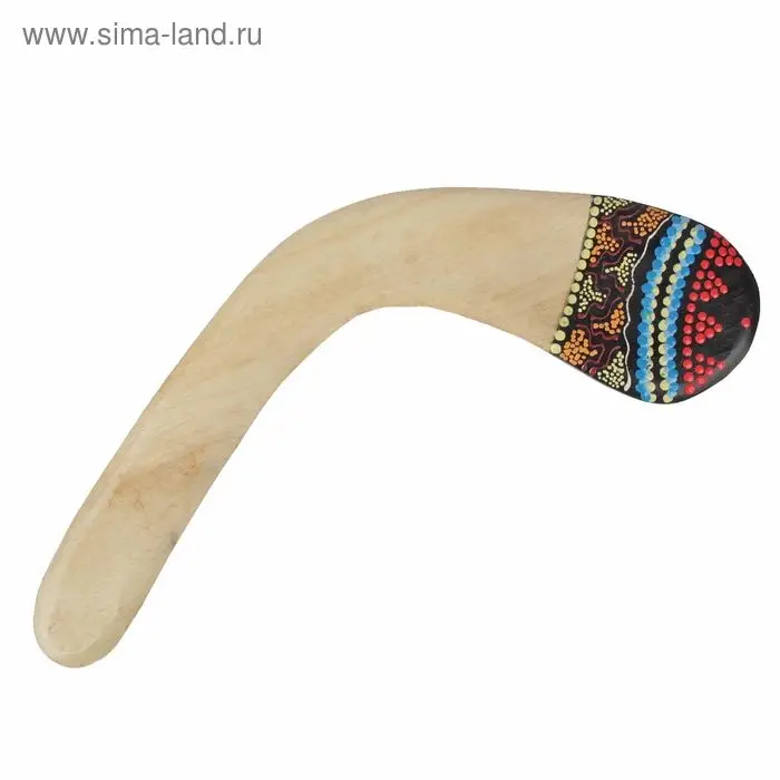 Сувенир &laquo;Бумеранг с точечной росписью&raquo;, натуральный, 38&times;9&times;1 см, МИКС