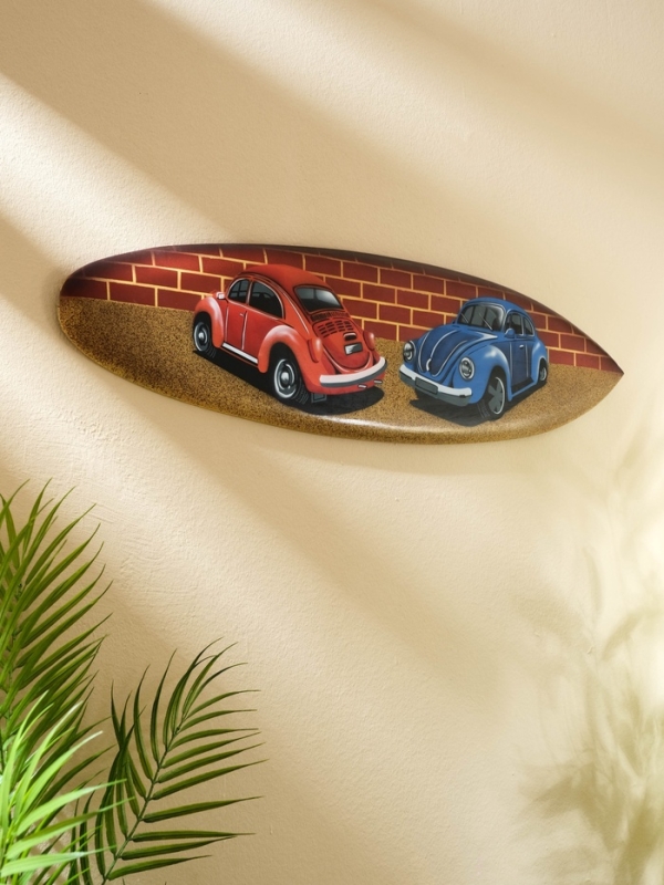 Панно "Доска для сёрфа "Два Жука" дерево 80х21 см