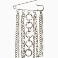 Булавка с подвесами "Звезды", цвет серебро L=6см