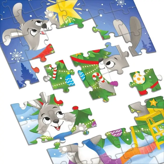 Пазл детский &laquo;Новый Год у зайчиков&raquo;, 54 элемента
