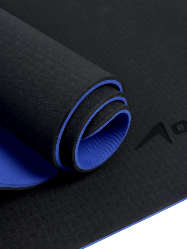 Коврик для фитнеса и йоги ONLYTOP, 183x61x 0,8 см, цвет черный/ультрамариновый