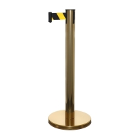 Стойка ограждения золотая, с вытяжной лентой-180 см желтая, черный, высота-90см, d- 6см, напольный d-32см